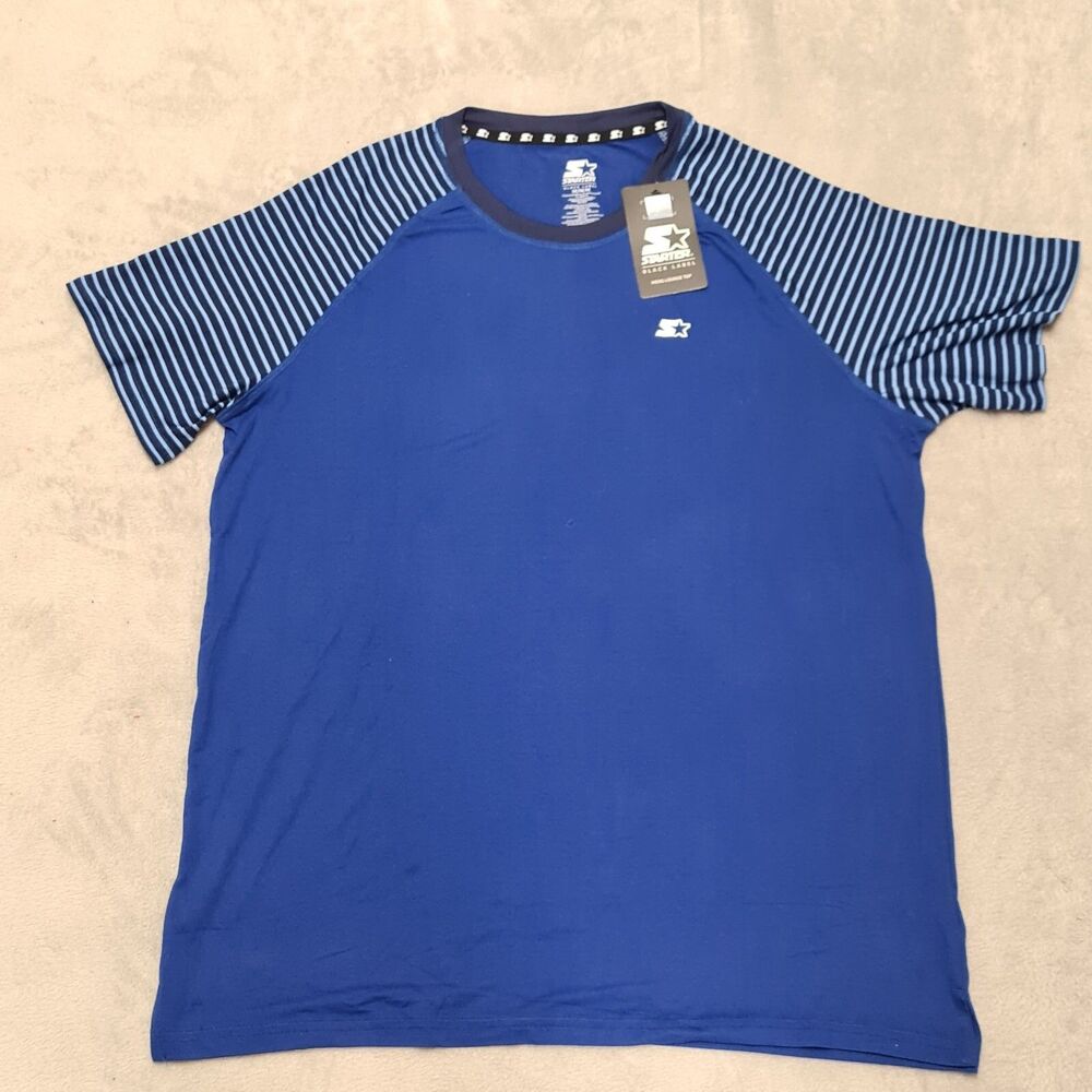 Starter Crew Neck T-Shirt Blue Men's MEDIUM Black Label Casual Summer Gym Lounge